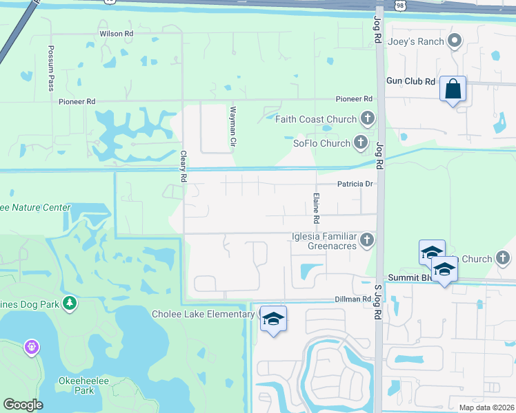 map of restaurants, bars, coffee shops, grocery stores, and more near 6725 Katherine Road in West Palm Beach