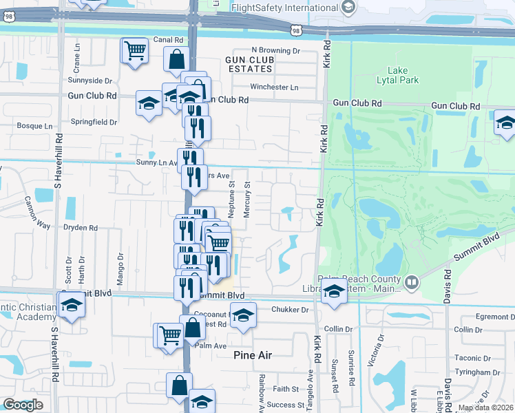 map of restaurants, bars, coffee shops, grocery stores, and more near 4159 Palm Bay Circle in West Palm Beach