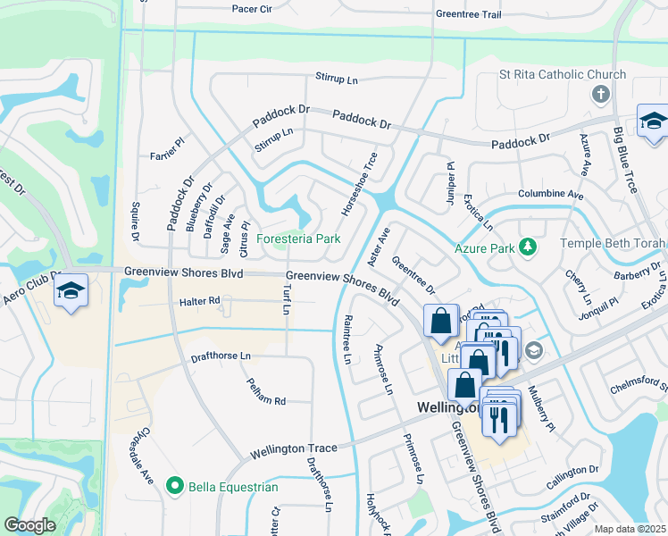map of restaurants, bars, coffee shops, grocery stores, and more near 976 Lemongrass Lane in Wellington
