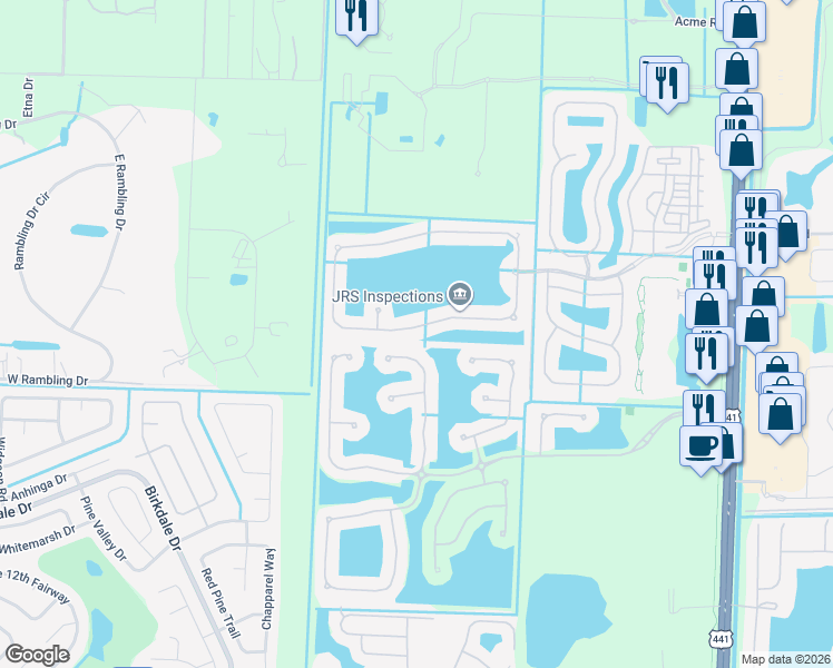 map of restaurants, bars, coffee shops, grocery stores, and more near 317 Berenger Walk in Royal Palm Beach