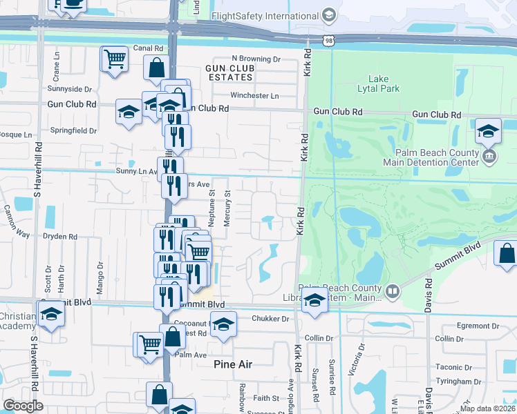 map of restaurants, bars, coffee shops, grocery stores, and more near 4123 Palm Bay Circle in West Palm Beach