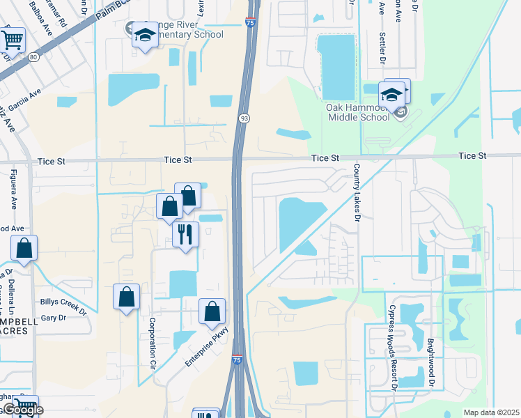 map of restaurants, bars, coffee shops, grocery stores, and more near 5171 Silk Oak Avenue in Fort Myers