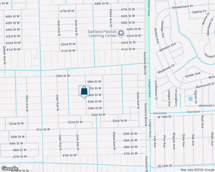 map of restaurants, bars, coffee shops, grocery stores, and more near 2615 58th Street West in Lehigh Acres