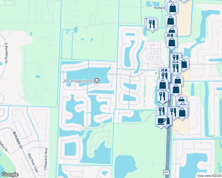 map of restaurants, bars, coffee shops, grocery stores, and more near 365 Berenger Walk in Royal Palm Beach