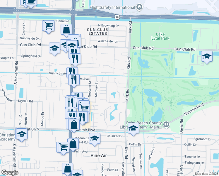 map of restaurants, bars, coffee shops, grocery stores, and more near 4123 Palm Bay Circle in West Palm Beach