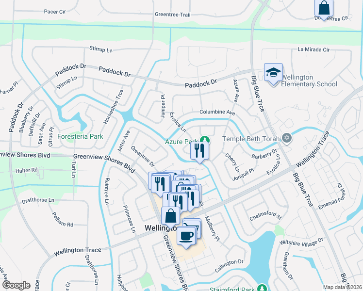 map of restaurants, bars, coffee shops, grocery stores, and more near 888 Cosmos Court in Wellington