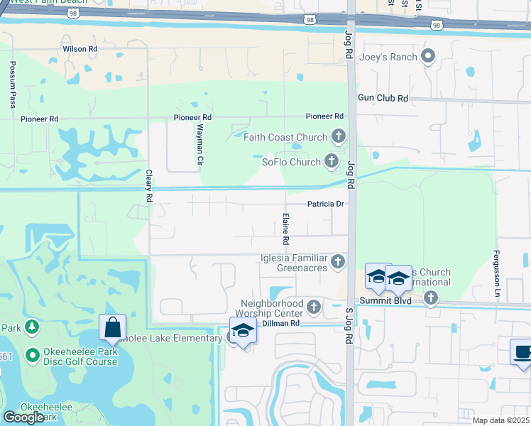 map of restaurants, bars, coffee shops, grocery stores, and more near 6606 Patricia Drive in West Palm Beach