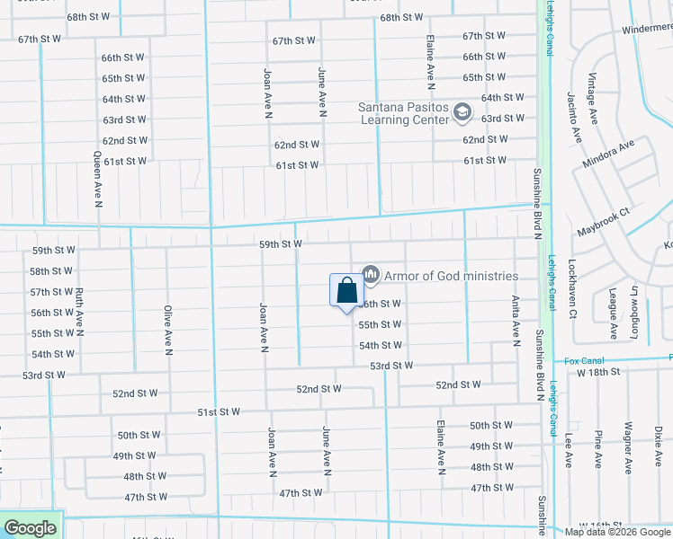 map of restaurants, bars, coffee shops, grocery stores, and more near 2807 58th Street West in Lehigh Acres