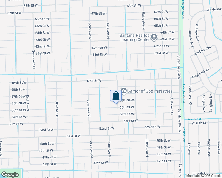 map of restaurants, bars, coffee shops, grocery stores, and more near 2807 58th Street West in Lehigh Acres
