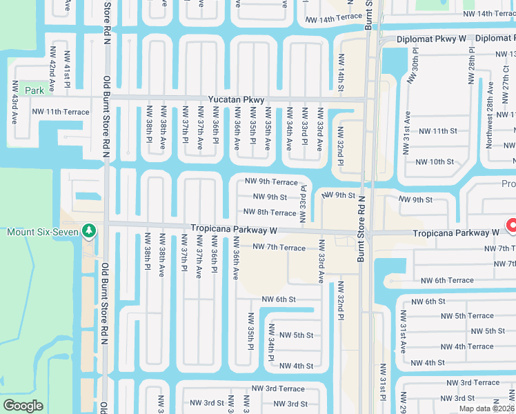 map of restaurants, bars, coffee shops, grocery stores, and more near 3511 Northwest 8th Terrace in Cape Coral