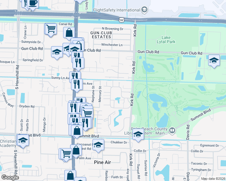 map of restaurants, bars, coffee shops, grocery stores, and more near 4120 Palm Bay Circle in West Palm Beach
