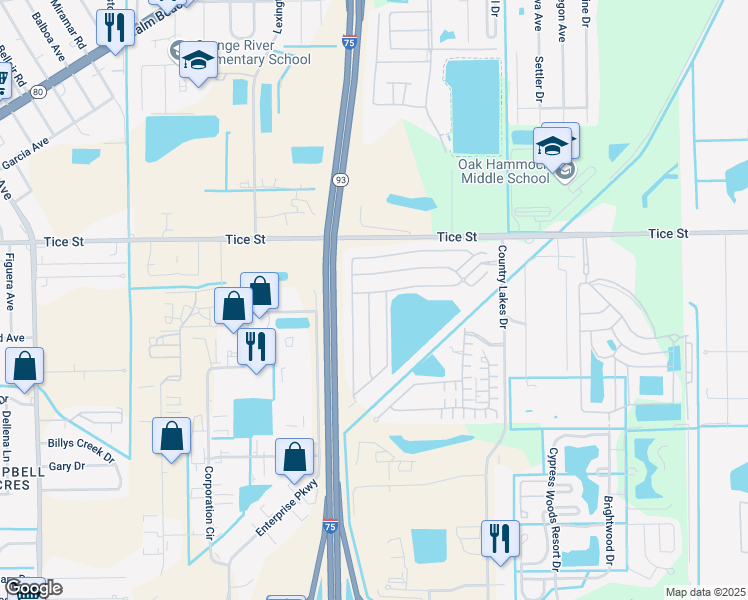 map of restaurants, bars, coffee shops, grocery stores, and more near 5171 Silk Oak Ave in Fort Myers