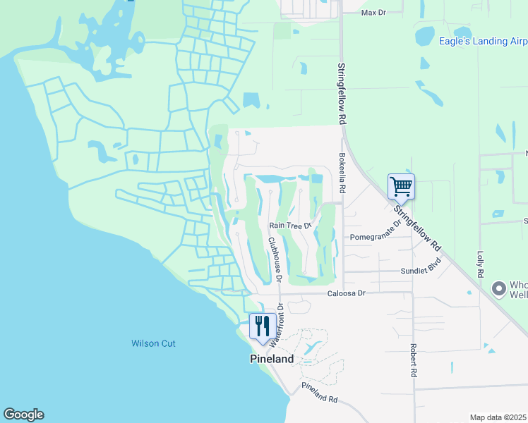 map of restaurants, bars, coffee shops, grocery stores, and more near 14319 Clubhouse Drive in Bokeelia