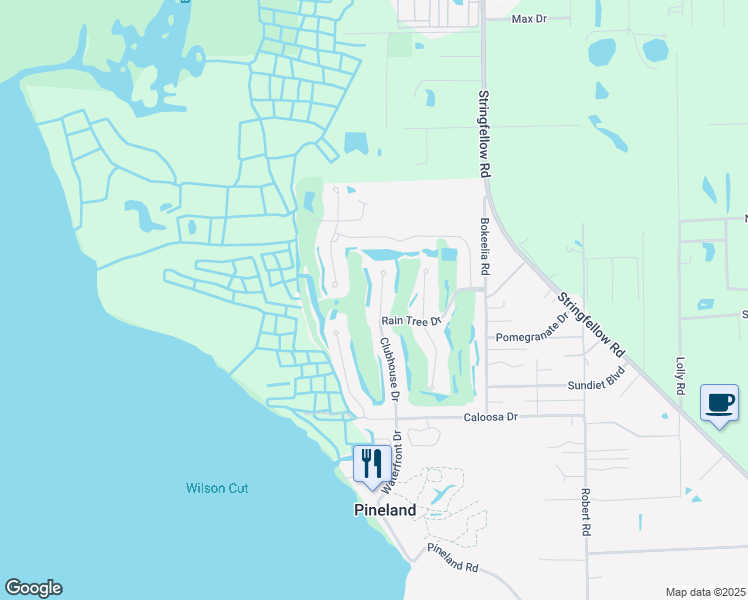 map of restaurants, bars, coffee shops, grocery stores, and more near 14319 Clubhouse Drive in Bokeelia