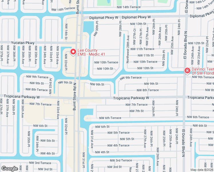 map of restaurants, bars, coffee shops, grocery stores, and more near 2904 Northwest 9th Street in Cape Coral