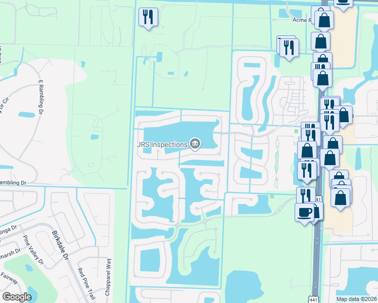 map of restaurants, bars, coffee shops, grocery stores, and more near 260 Berenger Walk in Royal Palm Beach