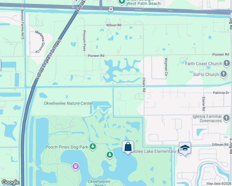 map of restaurants, bars, coffee shops, grocery stores, and more near 576 Marshall Road in West Palm Beach
