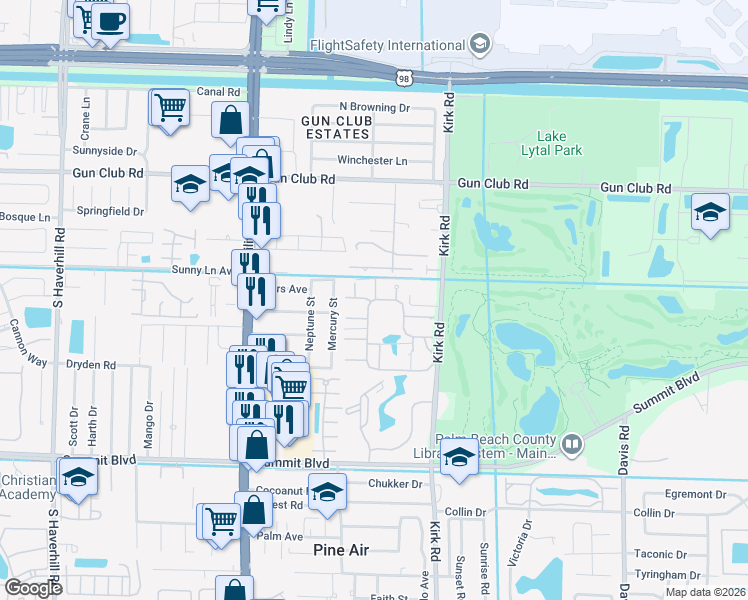 map of restaurants, bars, coffee shops, grocery stores, and more near 1697 Palm Bay Circle in West Palm Beach