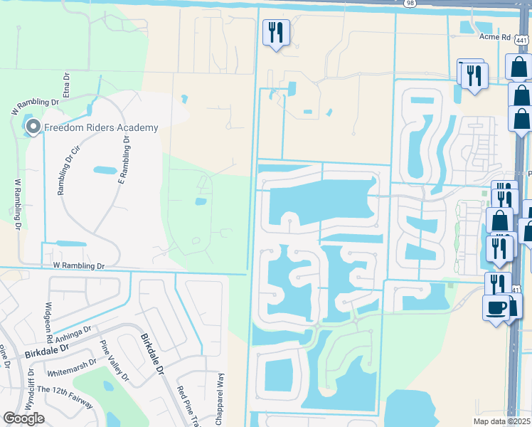 map of restaurants, bars, coffee shops, grocery stores, and more near 208 Berenger Walk in Royal Palm Beach