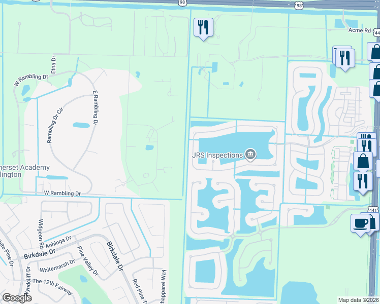 map of restaurants, bars, coffee shops, grocery stores, and more near 251 Berenger Walk in Royal Palm Beach