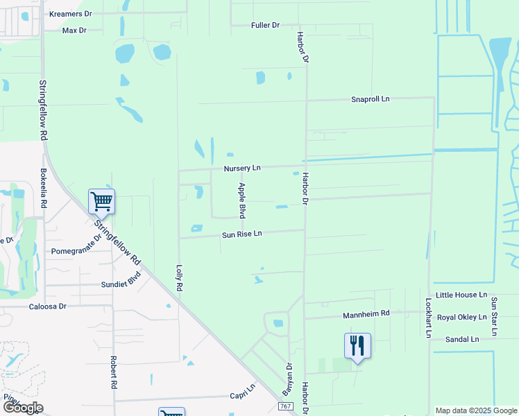 map of restaurants, bars, coffee shops, grocery stores, and more near 6671 Juniper Lane in Bokeelia