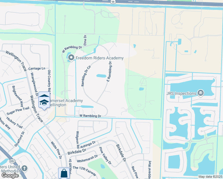 map of restaurants, bars, coffee shops, grocery stores, and more near 710 East Rambling Drive in Wellington