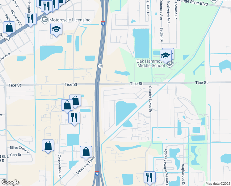 map of restaurants, bars, coffee shops, grocery stores, and more near 9757 Sugarberry Way in Fort Myers