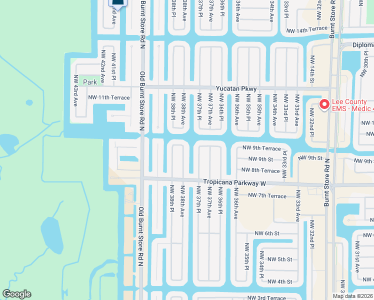map of restaurants, bars, coffee shops, grocery stores, and more near 914 Northwest 37th Place in Cape Coral