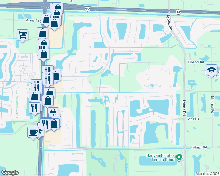 map of restaurants, bars, coffee shops, grocery stores, and more near 9328 Silent Oak Circle in West Palm Beach