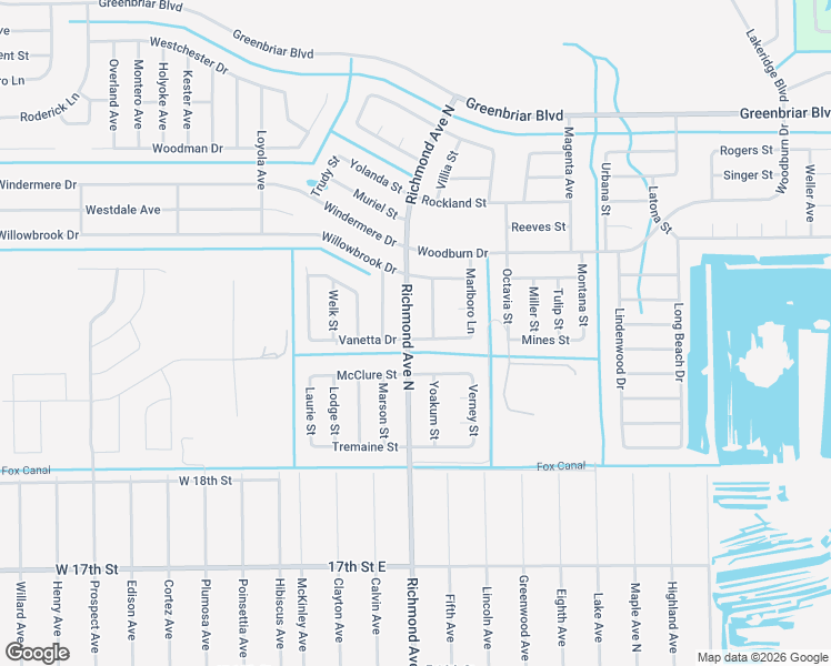 map of restaurants, bars, coffee shops, grocery stores, and more near 1842 Richmond Avenue North in Lehigh Acres