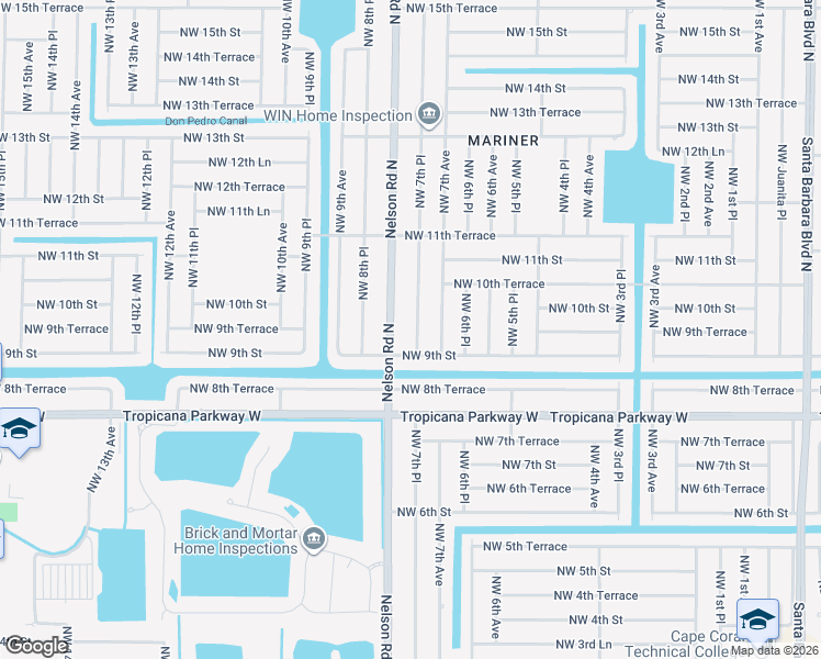 map of restaurants, bars, coffee shops, grocery stores, and more near 932 Northwest 7th Place in Cape Coral