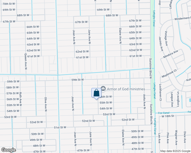map of restaurants, bars, coffee shops, grocery stores, and more near 5902 June Avenue North in Lehigh Acres