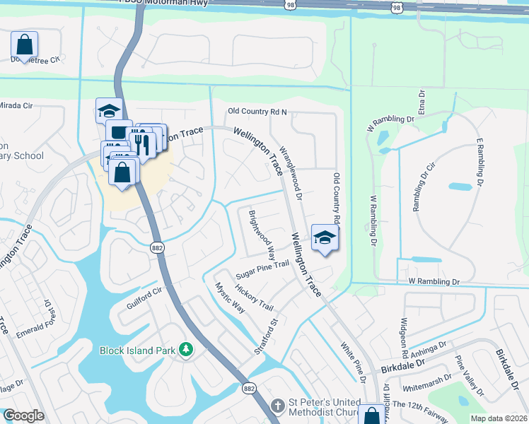 map of restaurants, bars, coffee shops, grocery stores, and more near 12289 Sannenwood Lane in Wellington