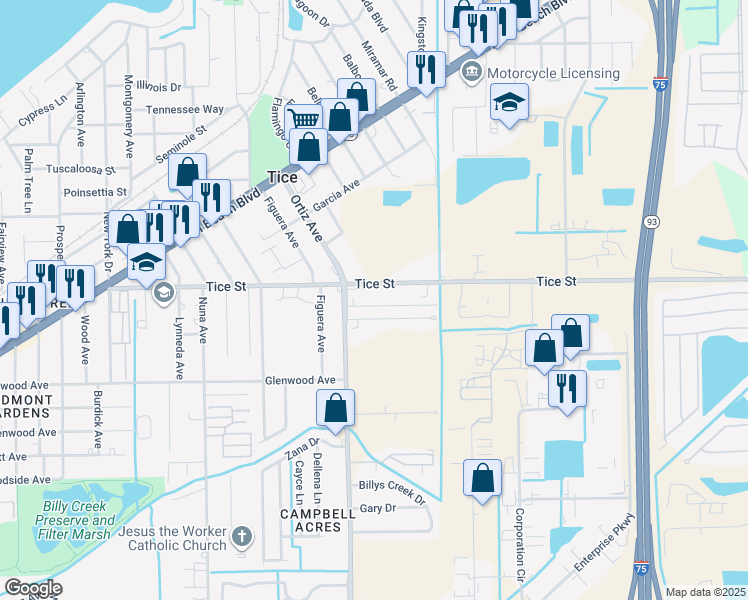 map of restaurants, bars, coffee shops, grocery stores, and more near 4943 Holly Drive in Fort Myers