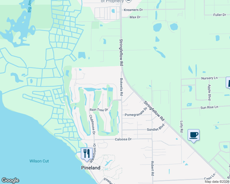 map of restaurants, bars, coffee shops, grocery stores, and more near 7441 Grande Pine Road in Bokeelia