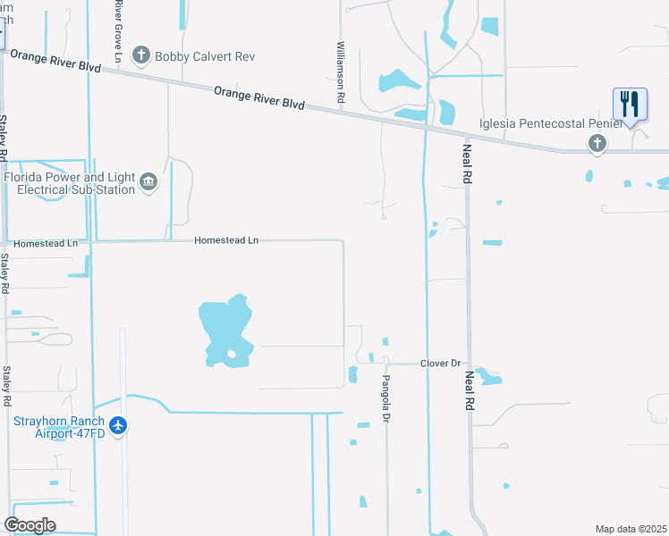 map of restaurants, bars, coffee shops, grocery stores, and more near 11940 Homestead Lane in Fort Myers