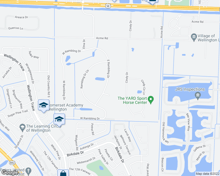 map of restaurants, bars, coffee shops, grocery stores, and more near 710 East Rambling Drive in Wellington