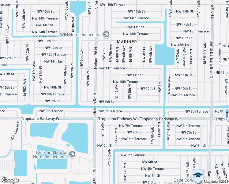 map of restaurants, bars, coffee shops, grocery stores, and more near 934 Northwest 6th Place in Cape Coral