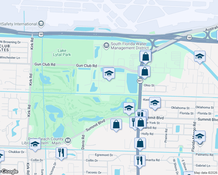 map of restaurants, bars, coffee shops, grocery stores, and more near 3228 Gun Club Road in West Palm Beach