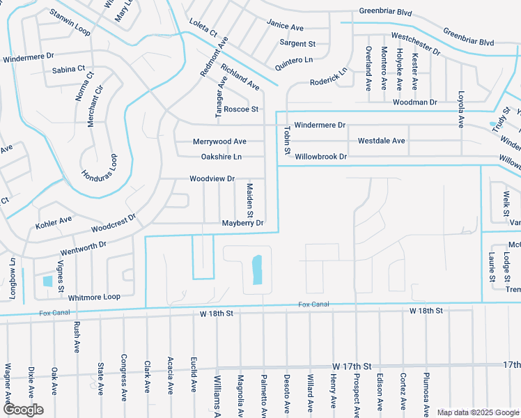 map of restaurants, bars, coffee shops, grocery stores, and more near 1861 Mayberry Drive in Lehigh Acres
