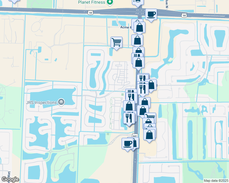 map of restaurants, bars, coffee shops, grocery stores, and more near Victoria Grove Bend & Shoma Dr in Royal Palm Beach