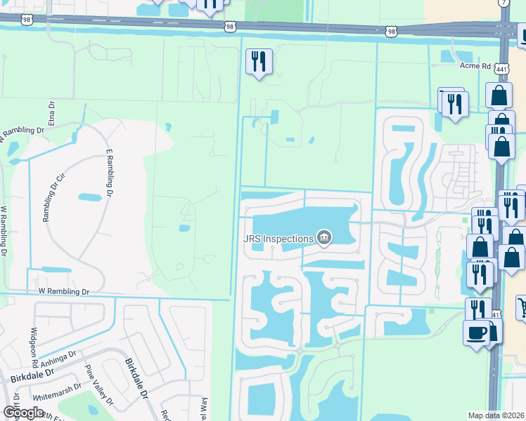 map of restaurants, bars, coffee shops, grocery stores, and more near 176 Berenger Walk in Royal Palm Beach
