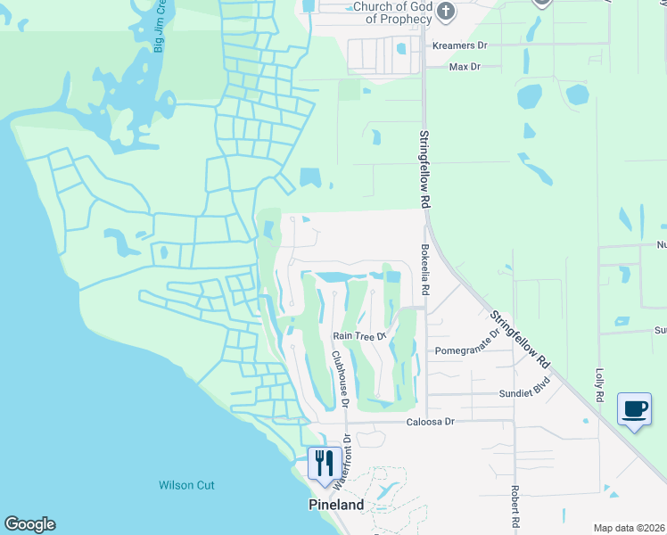 map of restaurants, bars, coffee shops, grocery stores, and more near 7792 Grande Pine Road in Bokeelia