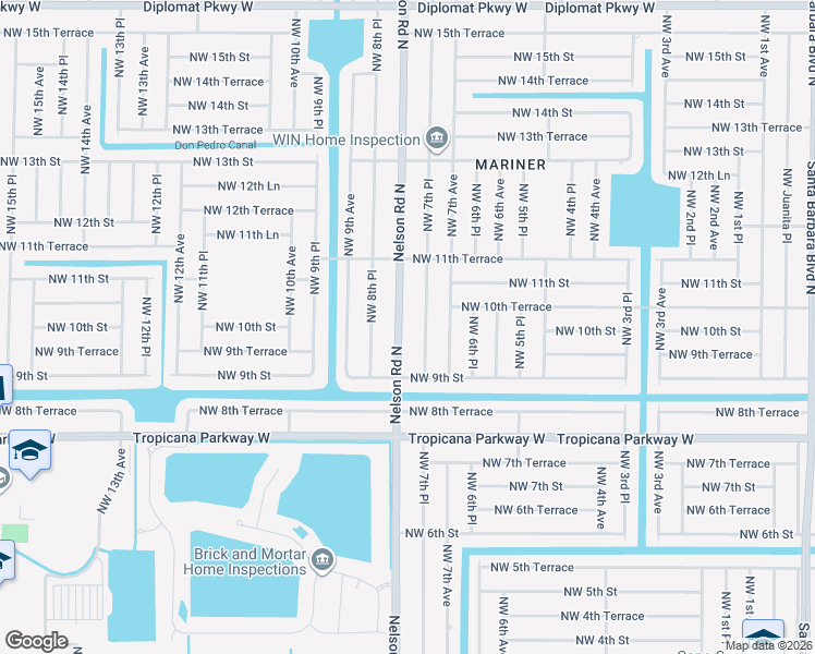 map of restaurants, bars, coffee shops, grocery stores, and more near 1013 Nelson Road North in Cape Coral