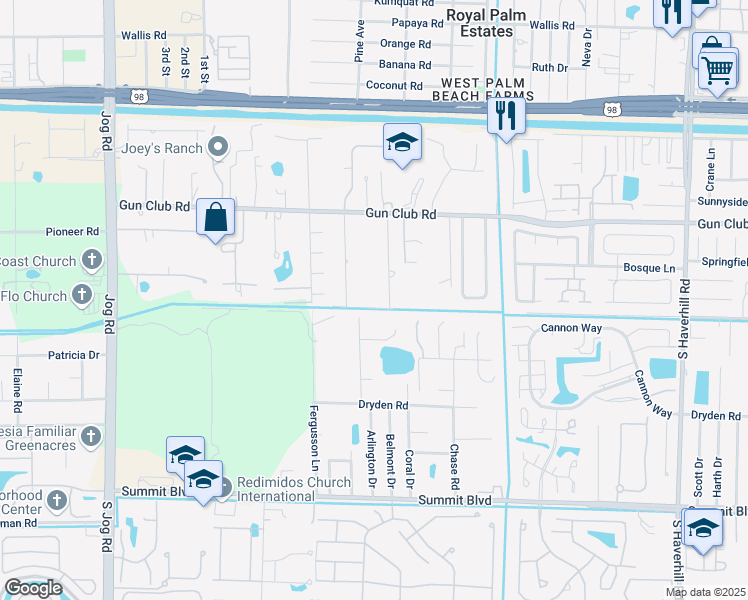 map of restaurants, bars, coffee shops, grocery stores, and more near 438 Forest Estate Drive in West Palm Beach