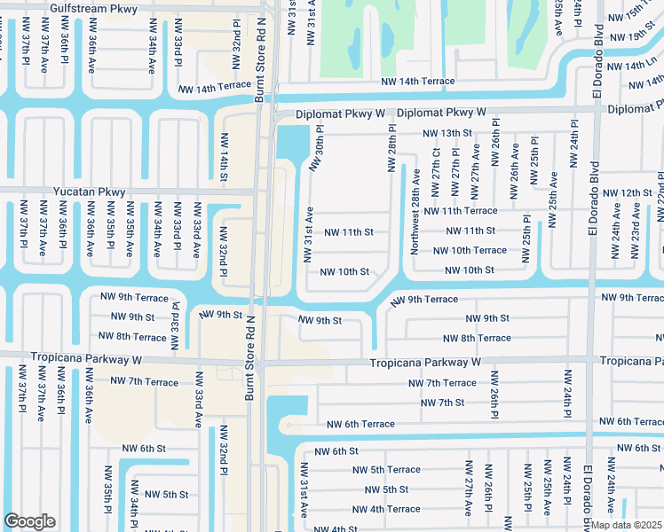 map of restaurants, bars, coffee shops, grocery stores, and more near 2930 Northwest 10th Terrace in Cape Coral