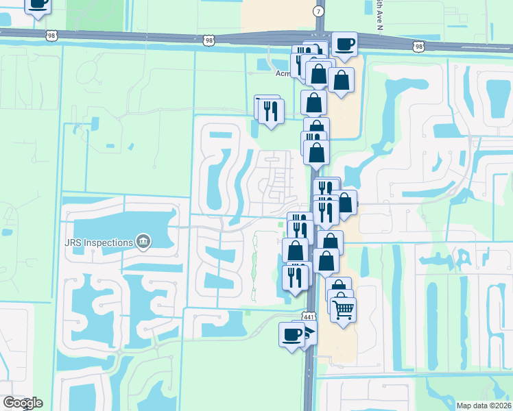 map of restaurants, bars, coffee shops, grocery stores, and more near 1015 Shoma Drive in West Palm Beach