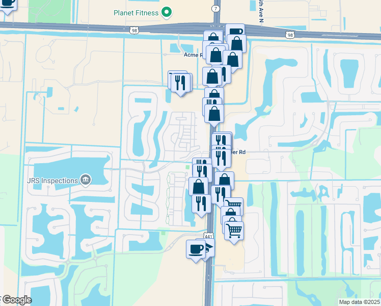 map of restaurants, bars, coffee shops, grocery stores, and more near 2911 Shoma Drive in West Palm Beach
