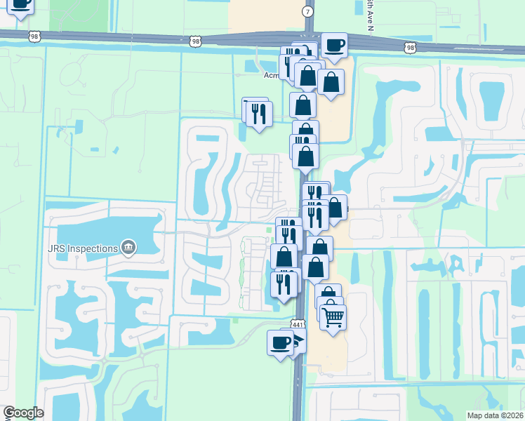 map of restaurants, bars, coffee shops, grocery stores, and more near 2911 Shoma Drive in West Palm Beach