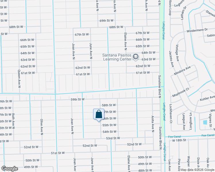 map of restaurants, bars, coffee shops, grocery stores, and more near 6005 Hanna Avenue North in Lehigh Acres